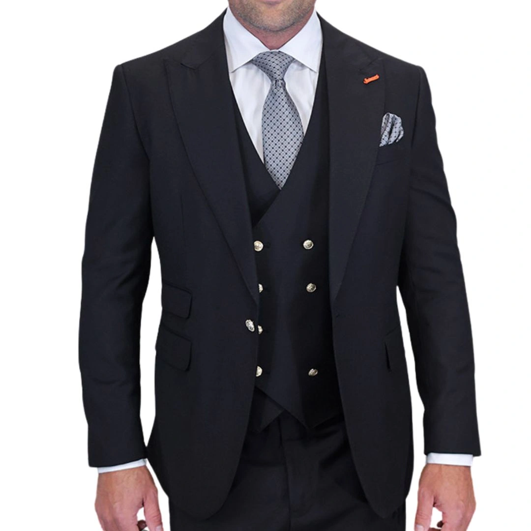 Aether Crest Collection: Statement Black 3-Piece Modern Fit Suit